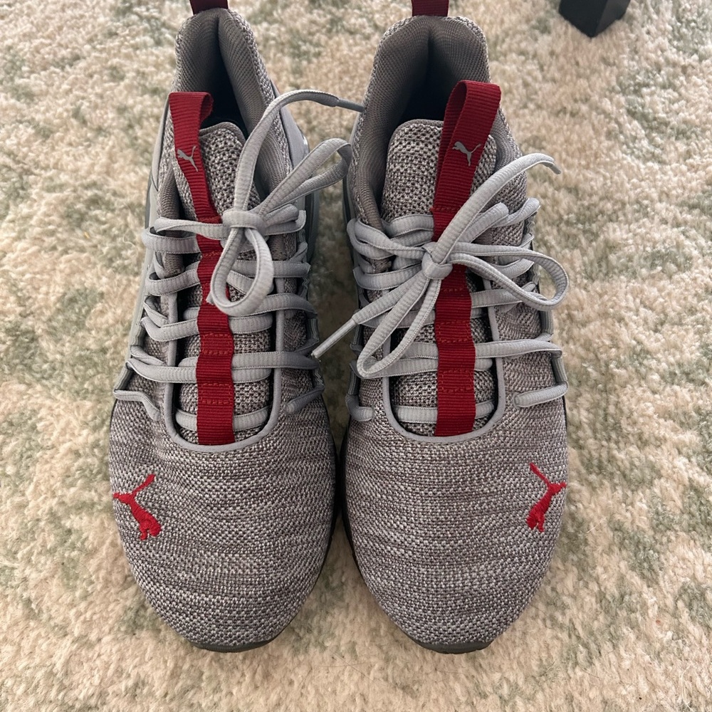 Puma Kids Gray and Red Sneakers